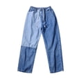 thumbnail image 2 of Men Color Block Jeans Summer Adults Casual Style Loose Trousers, 2 of 9