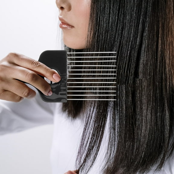 LEDMOMO Steel Pin Comb for Curly Hair, Brown Plastic and Steel, Barber Styling Tool, 2Pcs