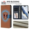 thumbnail image 4 of For iPhone 16 RFID Blocking Protective Purse 2-in-1 Detachable Bicolor Wallet Case Magnetic Flip Cover Multi-Card Slots Pocket With Wrist Strap Phone Case,Brown,For iPhone 16, 4 of 7