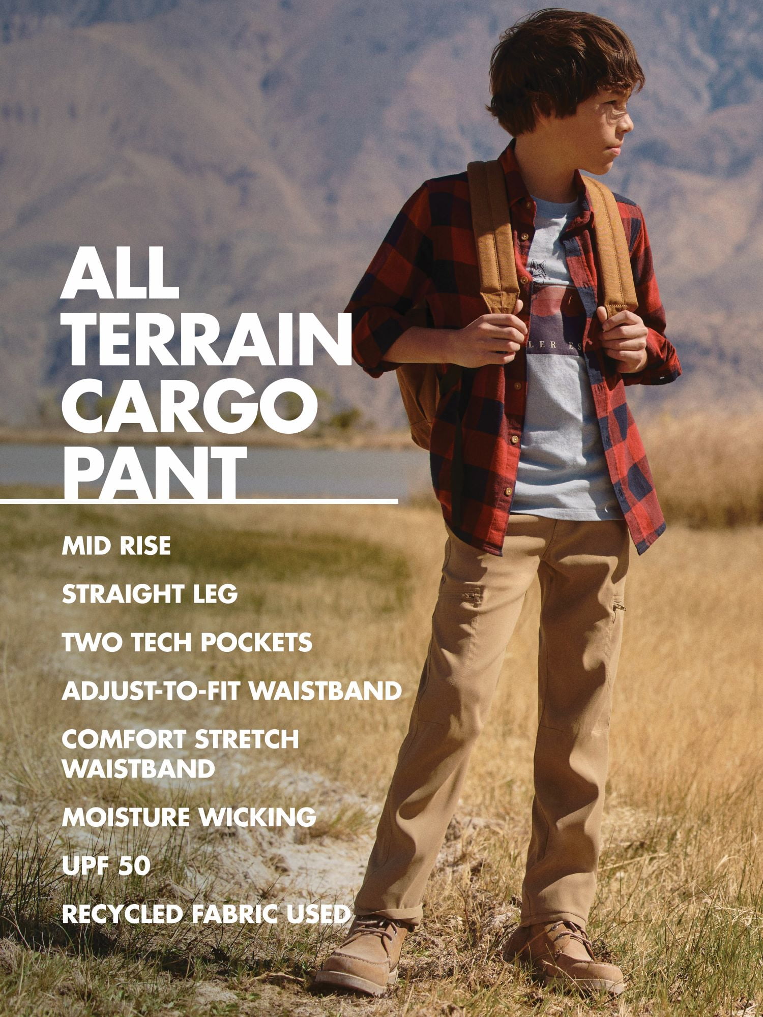 Wrangler® Boy's All Terrain Cargo Pant (Little Boy, Big Boy, Husky) with UPF 50