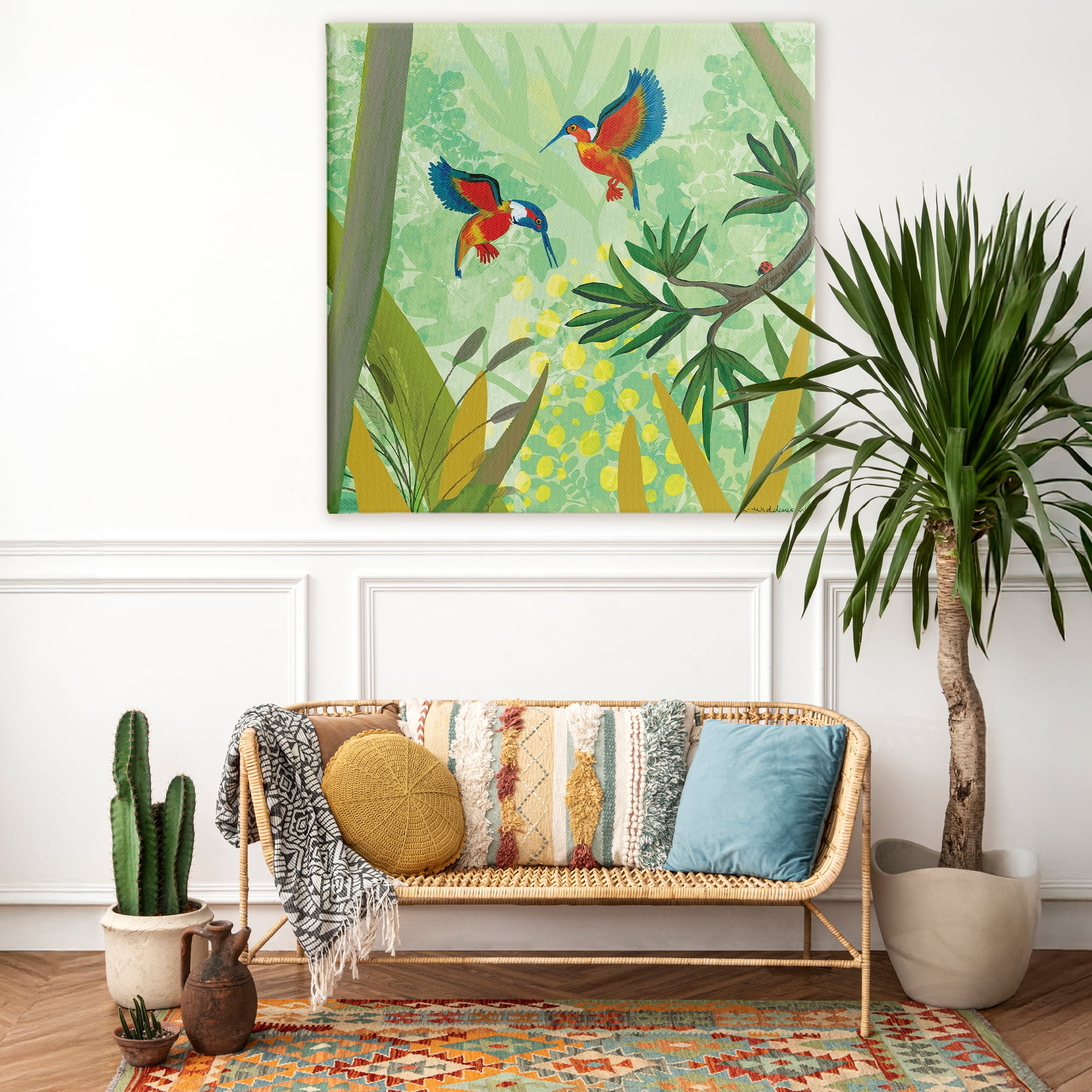 Stupell Industries Kingfishers in Jungle Branches Canvas Wall Art, design by Kay Widdowson