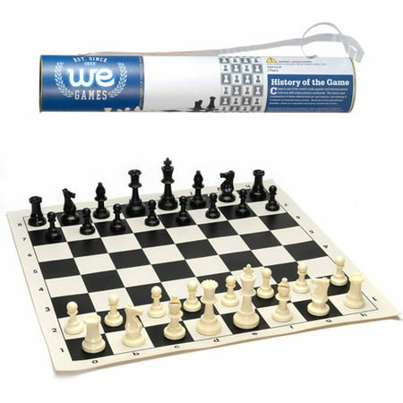 WE Games Roll-up Travel Chess Set in Carry Tube with Shoulder Strap - A Great Beginner Chess