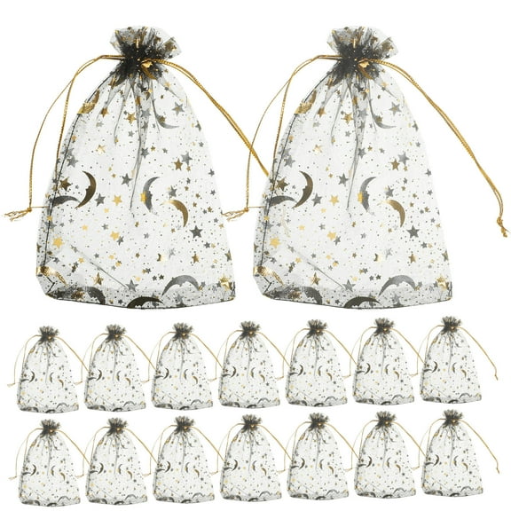 HONMEET 100Pcs Black Tulle Mesh Bags for Women Party Favor and Small Jewelry 5.89X3.93X0.04in