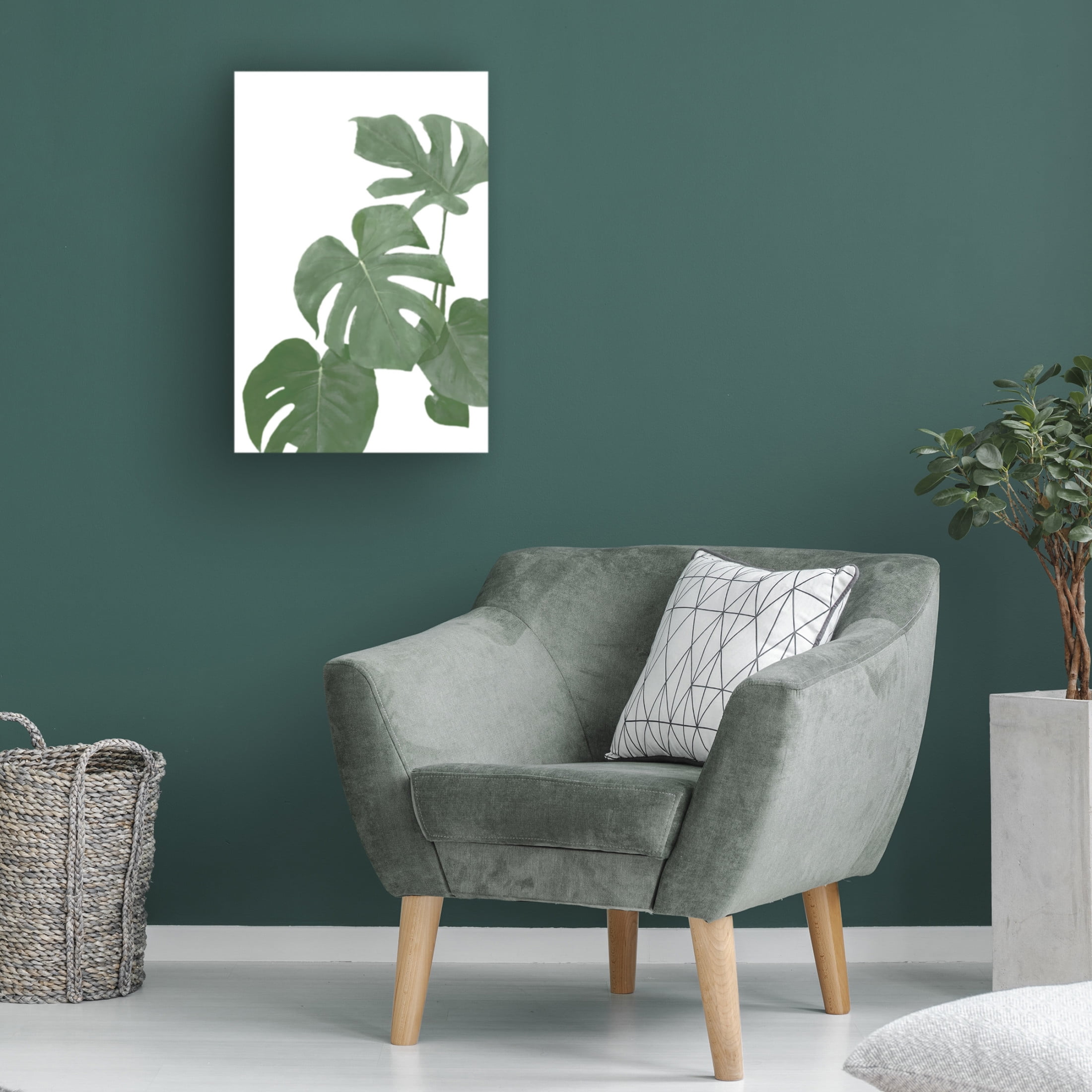 Canvas Wall Art - Pictufy Studio Ii 'Monstera Aqua 03' Wall Art for Living Room, Bedroom, or Office Décor by Trademark Fine Art - 12 x 19 Inches