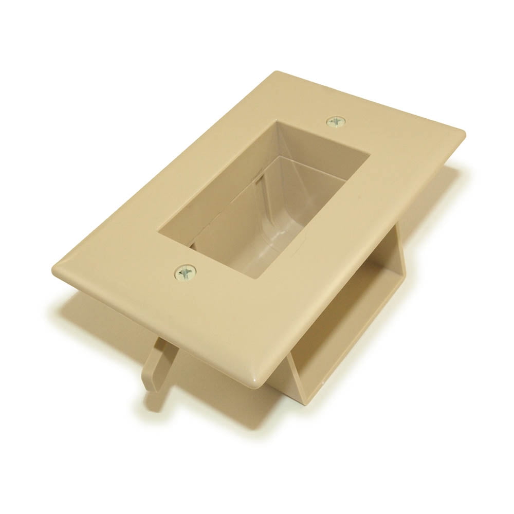 Wall plate Recessed Low Voltage Cable PassThru w/Easy Mount, Ivory