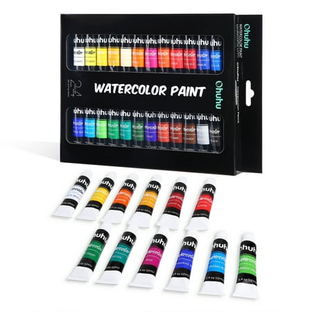 Ohuhu Watercolor Paint Set, 24 Colors Artists Water-color Painting Kit, 12ml x 24 (Best Watercolor Starter Kit)
