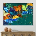 thumbnail image 2 of Designart 'Abstract Colour Butterflies On A Gree' Modern Framed Canvas Wall Art Print, 2 of 5
