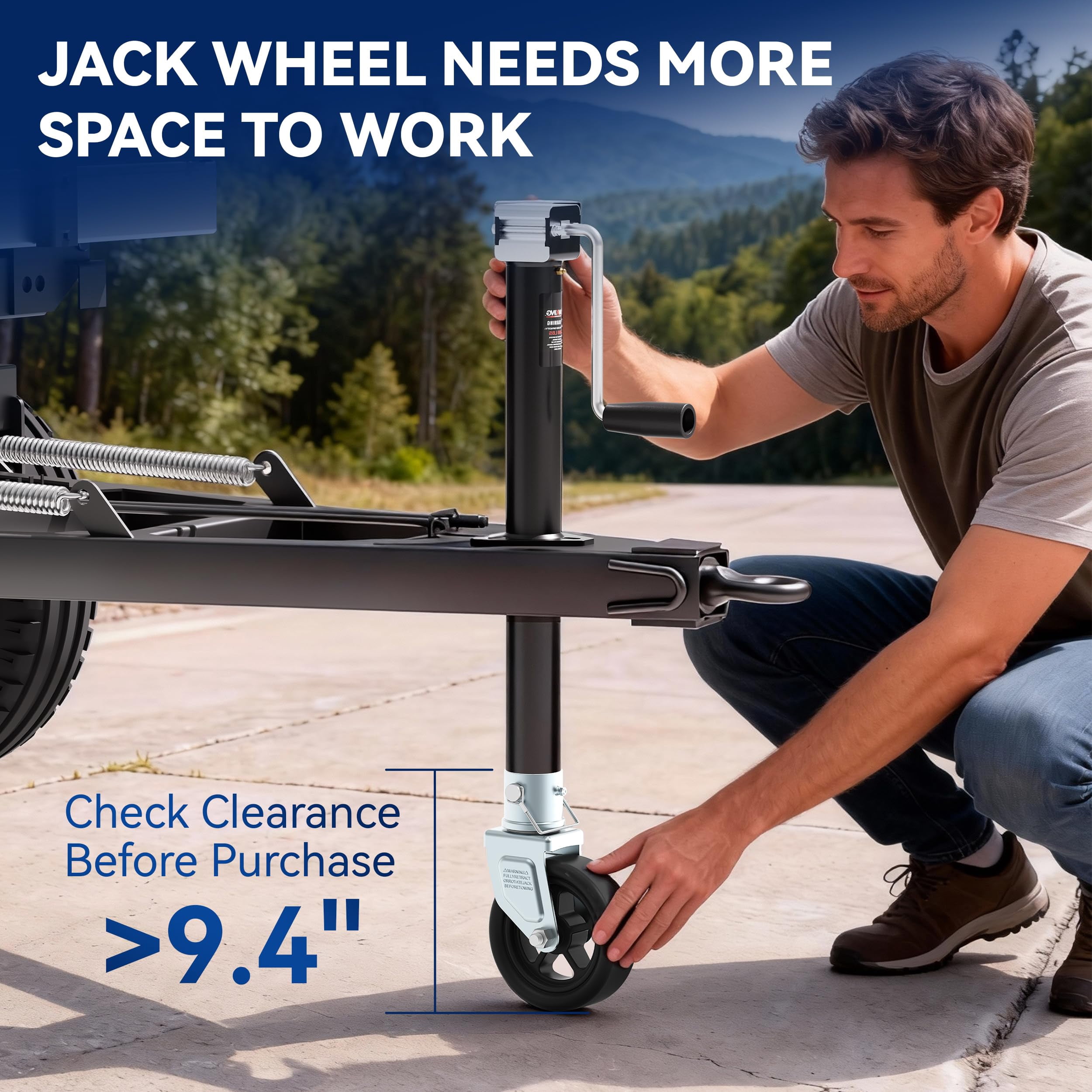 TOWKING 1500lbs 6" Trailer Jack Swivel Caster Replacement with Upgraded Spoked Wheel and Pin, Silver