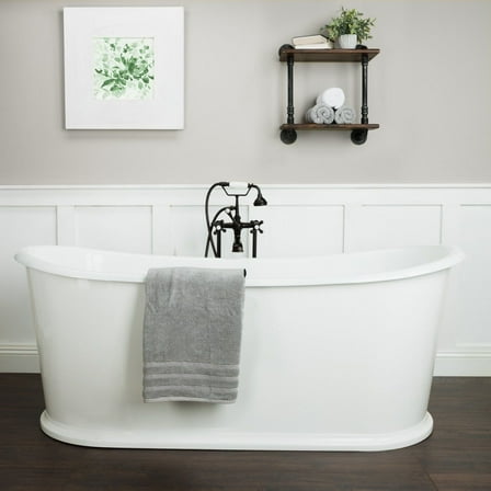 Ashley 59 Inch Cast Iron Double Ended Skirted Tub - No Faucet Drillings