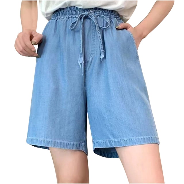 Puntoco pantalones cortos de verano para mujer, moda 2024, pantalones cortos de moda para mujer, pantalones cortos de mezclilla con bolsillos sueltos informales sólidos para mujer
