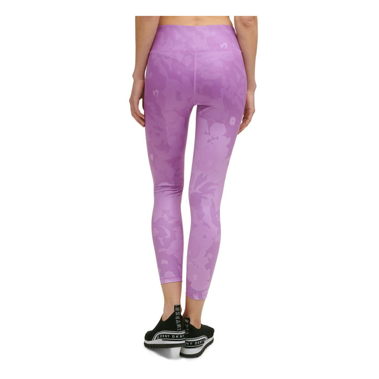 DKNY SPORT Womens Purple Moisture Wicking Pocketed Stretch Pull On Style  Printed Active Wear High Waist Leggings XL