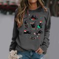 thumbnail image 2 of Christmas Sweatshirts for Women Casual Long Sleeve Pullover Cat Print Hooded Sweatshirt Relaxed Sports Soft Winter Cozy Holiday Outdoor Loose Streetwear Crewneck Sweatshirts Women Dark Gray XL, 2 of 5