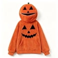 thumbnail image 3 of Halloween Hoodie for Women Funny Pumpkin Mask Long Sleeve Fleece Tops Plus Size Fashion Casual Sweatshirt with Pocket (2XL, Orange-13), 3 of 6