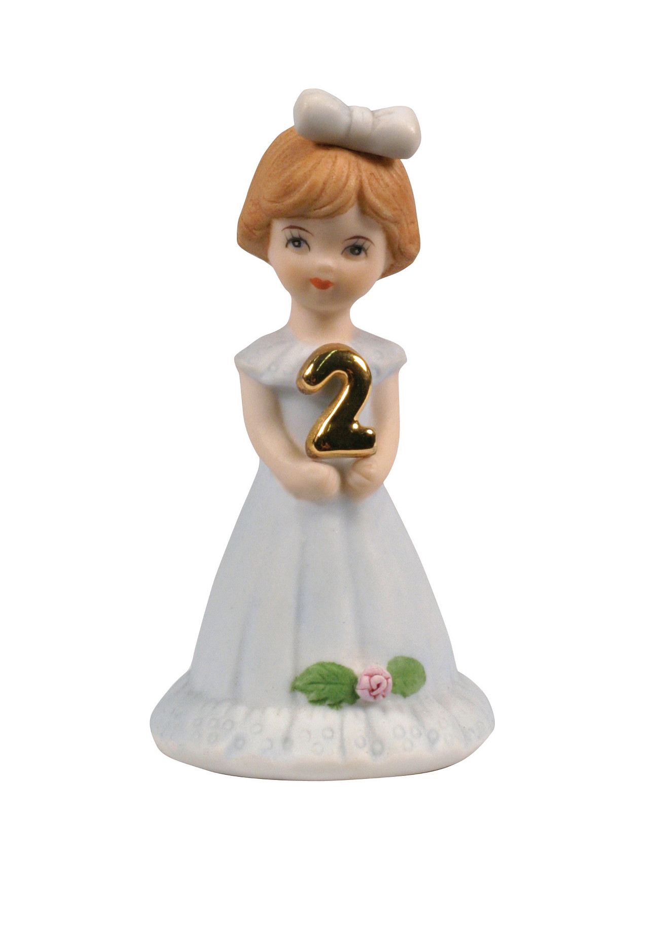 Growing Up Birthday Girls Brunette Age 2 Porcelain Bisque Figurine Q-GL648 - image 3 of 5