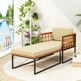 thumbnail image 2 of Costway 1 PCS Outdoor Furniture Set Patio Acacia Wood Armchair with Long Ottoman Cozy Seat, 2 of 10