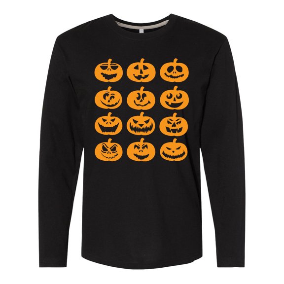 Inktastic Halloween Pumpkin Faces Orange Long Sleeve T-Shirt