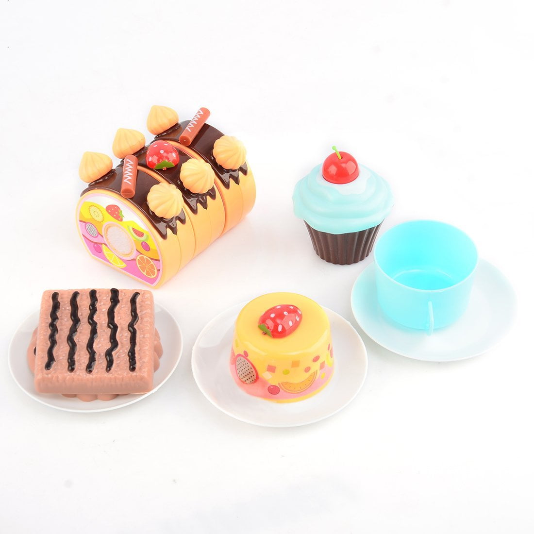 Sweet Treats Toy Birthday Cake 75pcs Pretend Play Food Toy Set- Blue