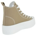 thumbnail image 3 of TOP MODA Women High Top Platform Sneakers Canvas Lace-Up Fashion Shoes Flatform Thick Sole Casual Streetwear Trainers SHERRY-1 Canvas Taupe Khaki 7, 3 of 5