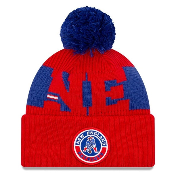 New England Patriots New Era 2020 Nfl Sideline Sport Pom Cuffed Knit Hat Red Royal Osfa Walmart Com Walmart Com