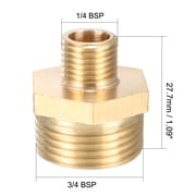 Brass Pipe Fitting, Reducing Hex Nipple 3/4 BSP Male x 1/4 BSP Male 2pcs