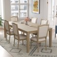 thumbnail image 2 of MAYEERTY Rustic 7-Piece 78.1'' Extendable Dining Table Set with 18'' Removable Leaf, 6 Upholstered Dining Chairs, 2 Built-in Drawers, 2 of 9