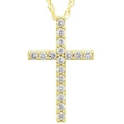 Pompeii3 1/3 Ct Diamond Cross Pendant Necklace 18" 10k Yellow Gold 21mm Tall