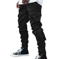 thumbnail image 3 of Ketyyh-chn99 Mens Pants Fashion Casual Elastic Waist Pockets Drawstring Pants Black,3XL, 3 of 5