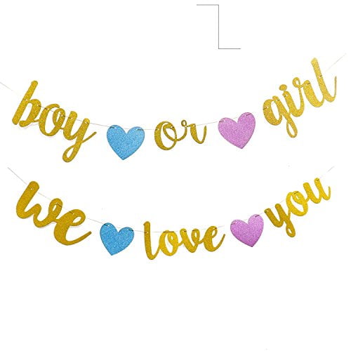 Pomeat Gold Glitter Gender Reveal Party Baby Shower Decorations Boy Or Girl We Love You Banner For Baby Shower Party Party Supplies Walmart Com Walmart Com