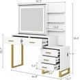 thumbnail image 2 of Vanity Desk, Makeup Vanity Desk with Mirror and LED Light-3 Lighting Modes, Charging Station, 5 Large Drawers and 3 Tiers of Open Shelves for Bedroom, 2 of 7