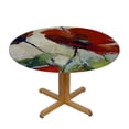 thumbnail image 3 of PIKWEEK Round Tablecloth Paintings Saturated Blossoming Traditional Poppy Buds Drawn by Inks Bud Splattered Waterproof Resistant Fabric White, 3 of 8