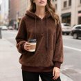 thumbnail image 5 of Towmus Winter Warm Fuzzy Teddy Bear Hoodie Women Plush Hooded Sweatshirts Half Zip Pullover Sweatshirt Oversized Winter Coats with Pockets, 5 of 8