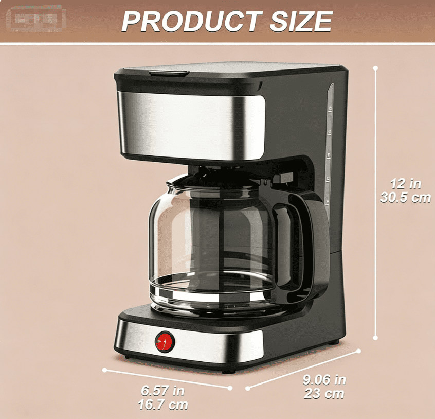 LapEasy Drip Coffee Maker, 1.8L/15 Cups, Fast Brew, Removable Washable Filter, Anti-Drip, Black