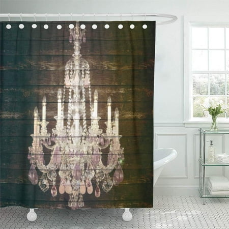 

CYNLON Mrs Vintage Barn Wood Chandelier Right Rustic Paris Bohemian Bathroom Decor Bath Shower Curtain 66x72 inch