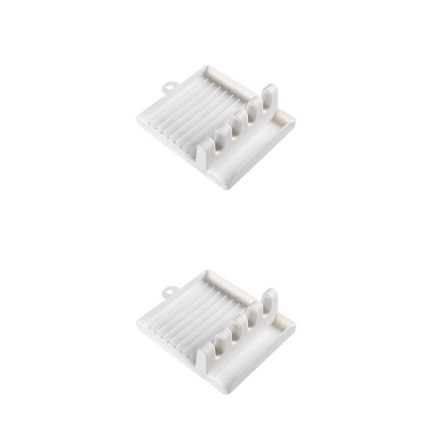 Ounissouiy Utensilios de cocina calientes, organizador de cocina y almacenamiento con almohadilla de goteo, tenedor de cocina, soportes para blanco 2piezas