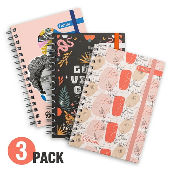 Libreta agenda Ejecutiva Ferrini Argollado Blocco Giovane Femme 128h 3 pack