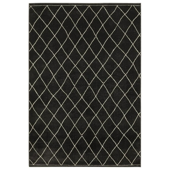 Oriental Weavers Raylan Area Rug - RAY12 - 3'3" x 5' - in Charcocal/ Ivory - Transitional Geometric, Stain Resistant, Family and Pet Friendly , Entrway, Bedroom Rug