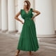 thumbnail image 2 of Vestido de playa plisado de gasa para mujer - Manga con volantes, corte ajustado, color liso, tallas S-XXL, para fiestas de verano/bodas, largo 140 cm, 2 of 8