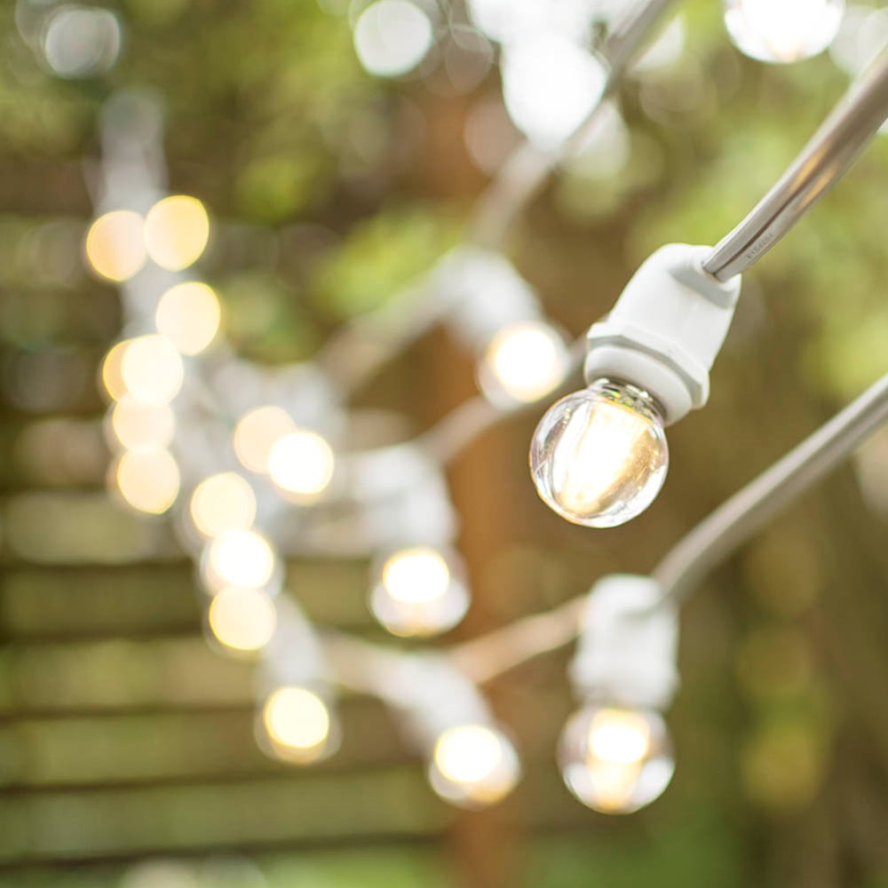 Commercial String Lights Commercial LED Globe String Lights 100Ft White C9 Wire G30 Warm White