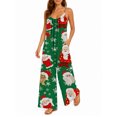 thumbnail image 2 of Women'S Casual Cartoon Santa Claus Omper Spaghetti Strap Wide Leg Jumpsuit Summer Outfits With Pockets, 2 of 7
