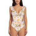 thumbnail image 2 of Yiaed Cute Bee Gnome1 Print Women's Ruffled One Piece Swimsuit V Neck Swimwear Slimming Monokini for Woman-XX-Large, 2 of 8