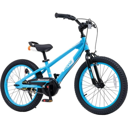 RoyalBaby EZ Kids Bike Easy Learn Balancing to Biking 18 Inch Balance & Pedal Bicycle Instant Assembly for Boys Girls Ages 5-9 Years Blue