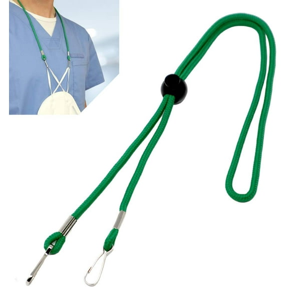 5 Pack - Adjustable Length Face Mask Lanyard - Handy & Convenient Mask Holder & Hanger - Comfortable Around The Neck Facemask Rest & Ear Saver - Easy On & Off by Specialist ID (Green)