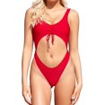 thumbnail image 1 of Traje de baño de una Pieza con Escote Redondo y Corte Sexy para Mujer Rosa Roja -B CH Rosa Roja -B CH Xishao ropa, 1 of 2