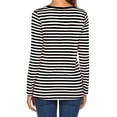 thumbnail image 3 of Outfmvch t shirts for women Long Sleeve Round Neck Basic T-Shirt Striped Shirts Tunic womens tops shirts for women Black, 3 of 9