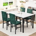 thumbnail image 2 of MIERES 4-Piece Dining Set: Modern-style dining table with a faux marble top and 4 velvet-upholstered chairs, perfect for apartments, dining rooms, and small spaces. Green and white., 2 of 8