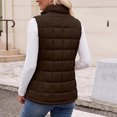 thumbnail image 4 of Women Quilted Puffer Vest Sleeveless Zip Up Stand Collar Casual Outerwear with Side Pockets S, 4 of 4