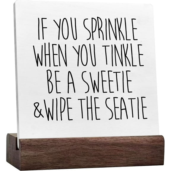 Be A Sweetie And Wipe The Seatie Funny Bathroom Sign Desk Decor,Rustic Ceramic Table Plaque Sign Desk Decor For Home Office Restroom Toilet Shelf Table Decorations