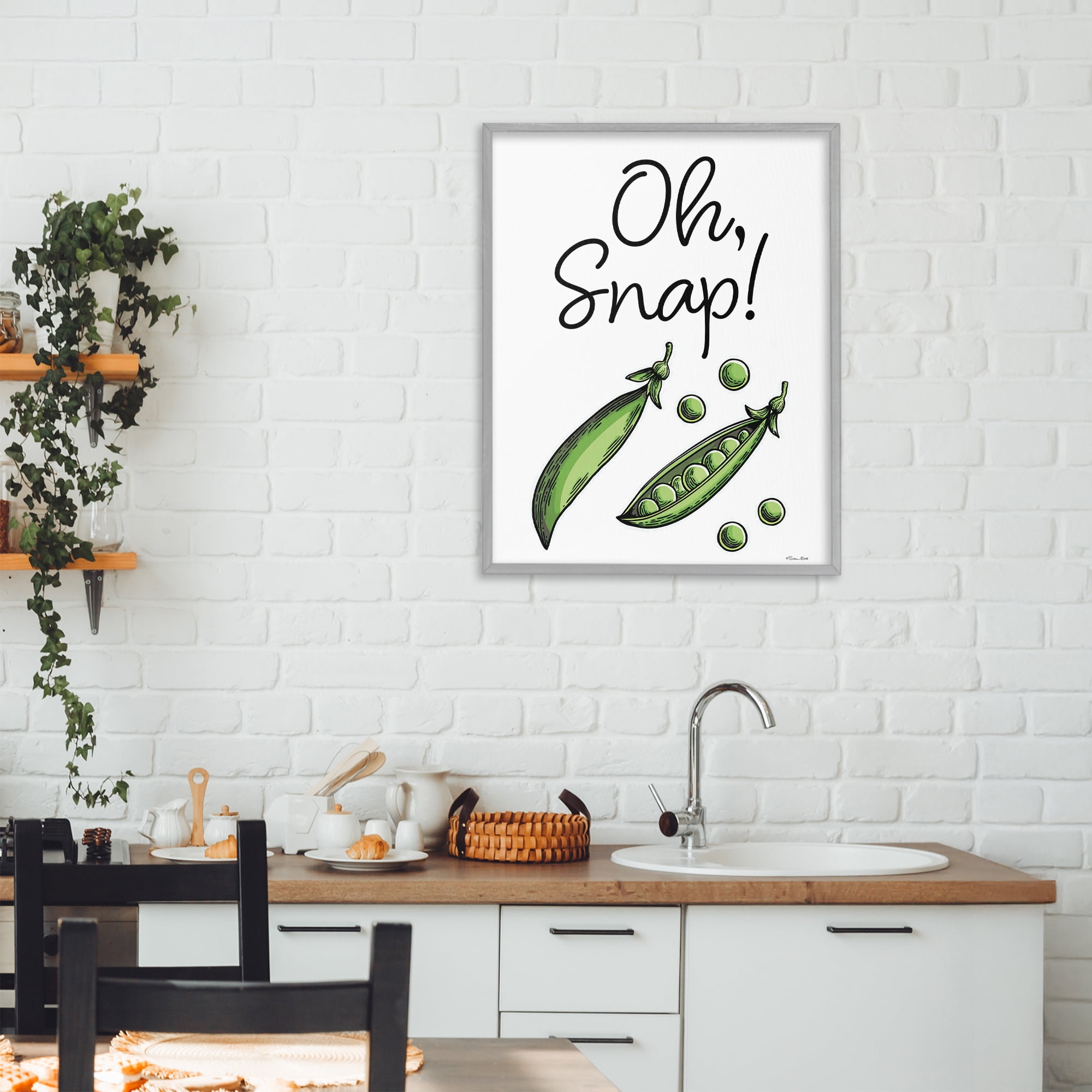 Stupell Industries Oh Snap Peas Gray Framed Giclee Art, design by Susan Ball