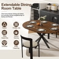 thumbnail image 3 of Ciphrias Round Extendable Dining Table 42-58 Inch Walnut MDF Wood Veneer Carbon Steel X Base Seats 4-6 Dining Room, 3 of 8