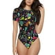 thumbnail image 1 of Balery Colorful Geometric Figures Body de cuello redondo de manga corta para mujer Tops de manga corta Tops básicos-Large, 1 of 7